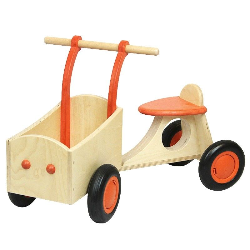 Tricycle orange en bois Babboe